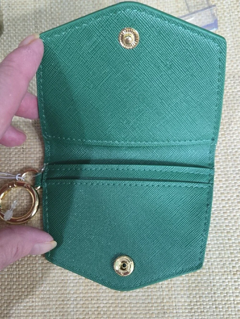 Kendra Scott Green Card Holder Key Ring with Gold Accent